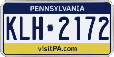 PA license plate KLH2172