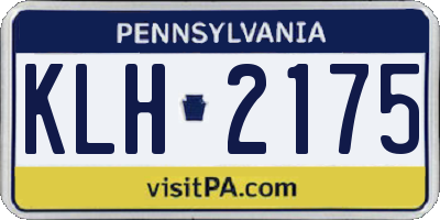 PA license plate KLH2175