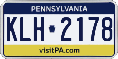 PA license plate KLH2178