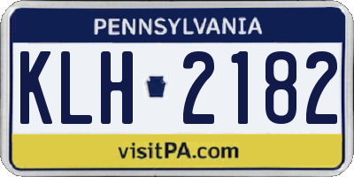 PA license plate KLH2182