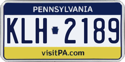 PA license plate KLH2189