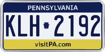 PA license plate KLH2192