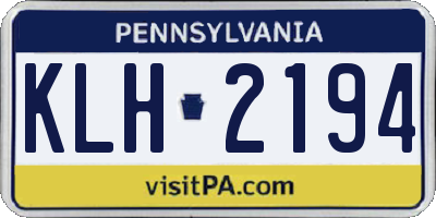 PA license plate KLH2194