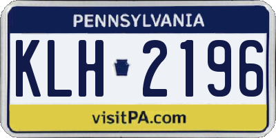 PA license plate KLH2196