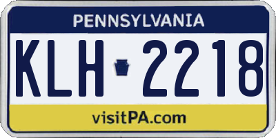 PA license plate KLH2218