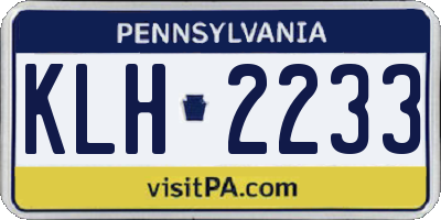 PA license plate KLH2233