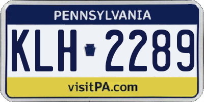 PA license plate KLH2289