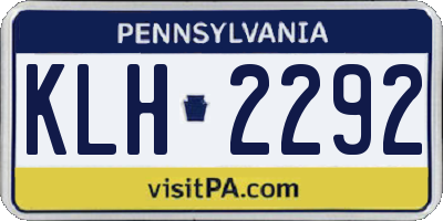 PA license plate KLH2292