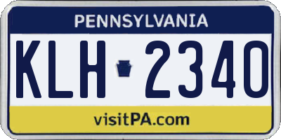 PA license plate KLH2340