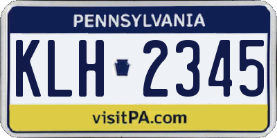 PA license plate KLH2345