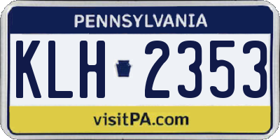 PA license plate KLH2353