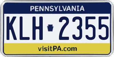PA license plate KLH2355