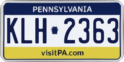 PA license plate KLH2363