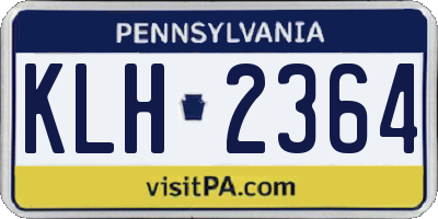 PA license plate KLH2364