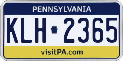 PA license plate KLH2365