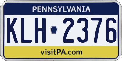 PA license plate KLH2376