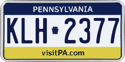 PA license plate KLH2377