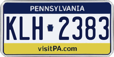 PA license plate KLH2383