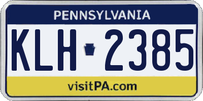 PA license plate KLH2385