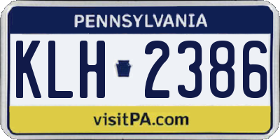 PA license plate KLH2386