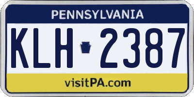 PA license plate KLH2387