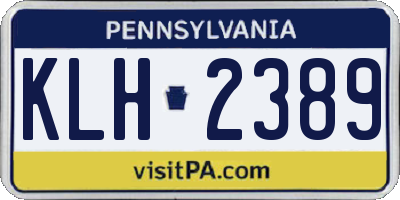 PA license plate KLH2389