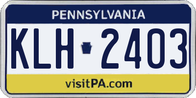 PA license plate KLH2403
