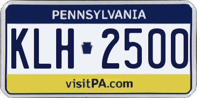 PA license plate KLH2500