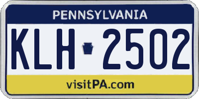 PA license plate KLH2502