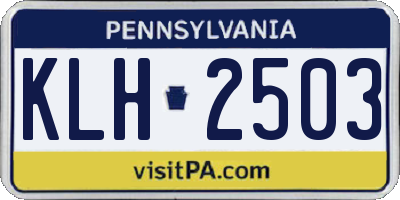 PA license plate KLH2503