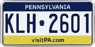 PA license plate KLH2601