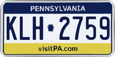 PA license plate KLH2759
