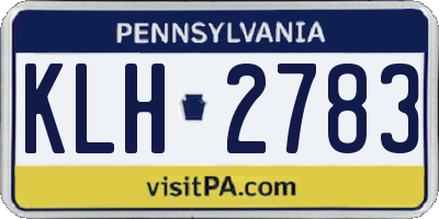 PA license plate KLH2783