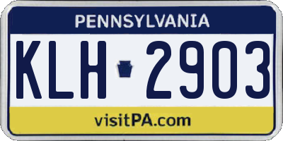 PA license plate KLH2903