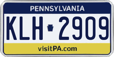 PA license plate KLH2909