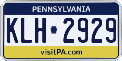 PA license plate KLH2929