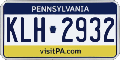 PA license plate KLH2932