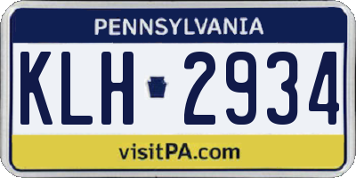 PA license plate KLH2934