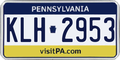 PA license plate KLH2953