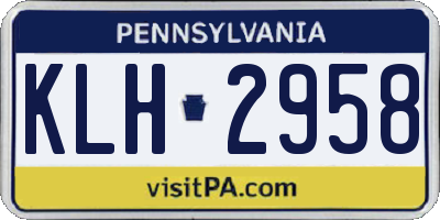 PA license plate KLH2958