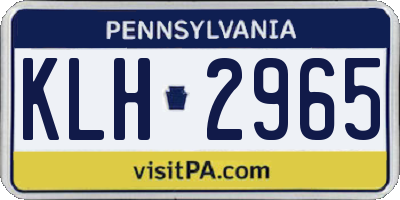 PA license plate KLH2965