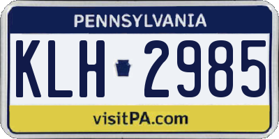 PA license plate KLH2985