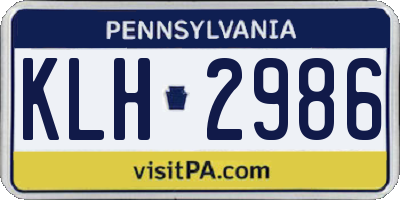 PA license plate KLH2986