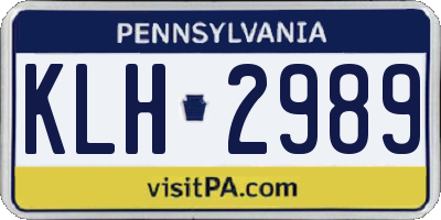 PA license plate KLH2989