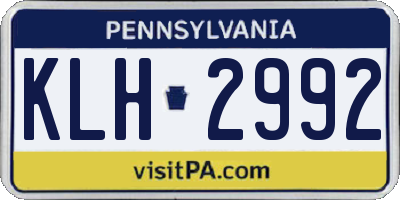 PA license plate KLH2992