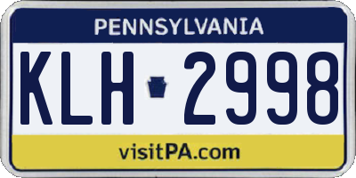 PA license plate KLH2998