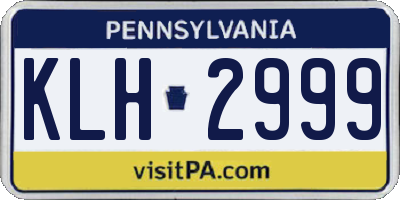 PA license plate KLH2999