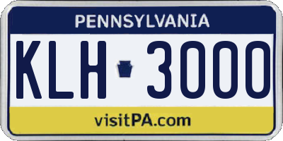 PA license plate KLH3000