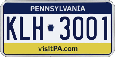 PA license plate KLH3001