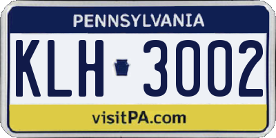 PA license plate KLH3002